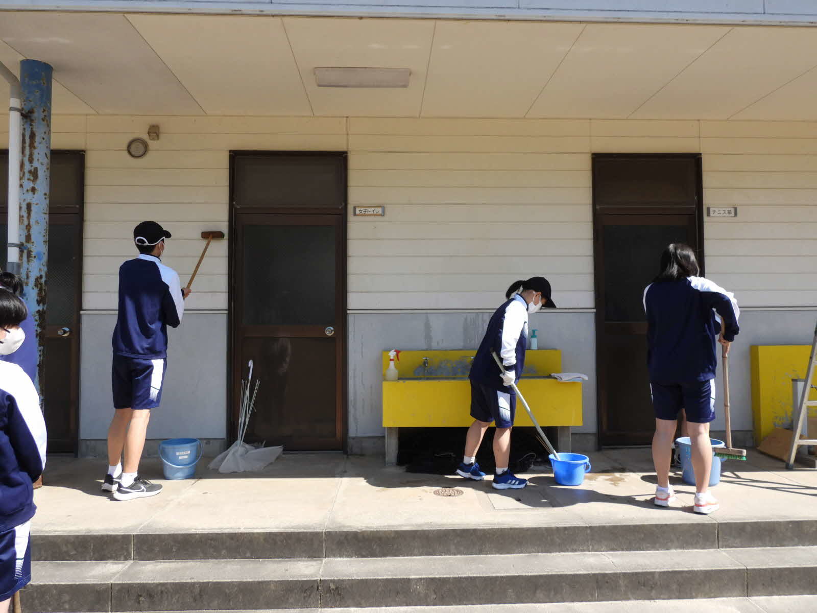 部室壁の掃除