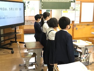 3・4年生は陸上大会壮行式の練習