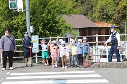 横断歩道を渡る児童の写真1