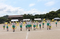 黄組の応援の様子の写真