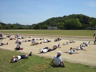 準備運動をしています。