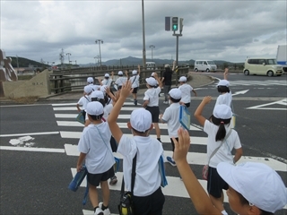 安全に横断歩道を渡ります