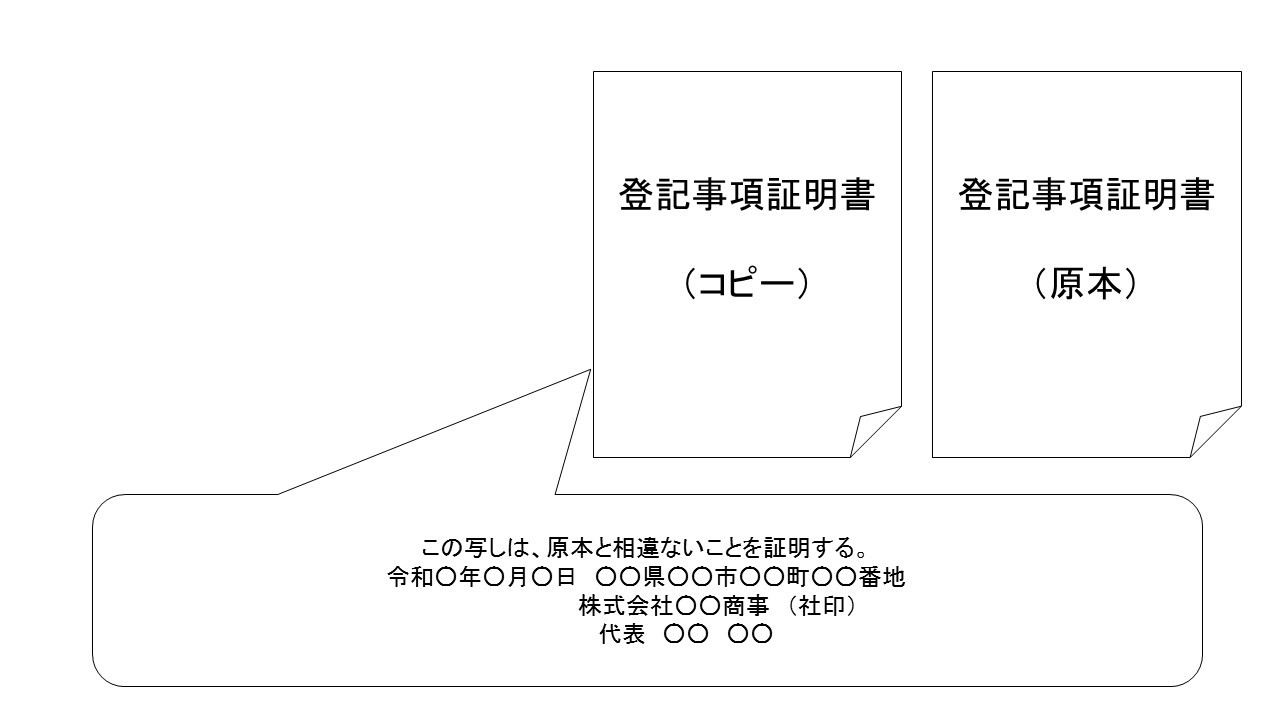 原本証明写し証明記載例