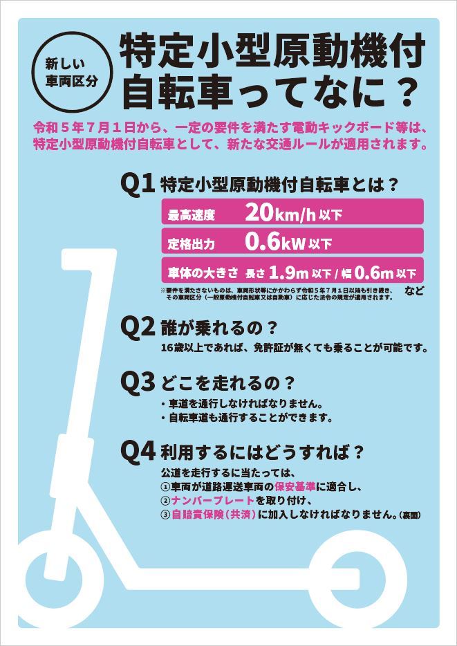 特定小型原動機付自転車の説明