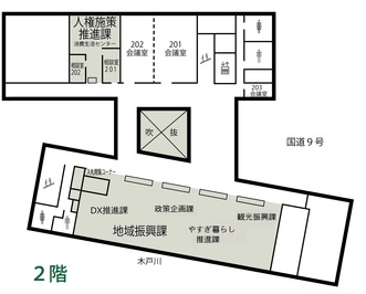 安来庁舎2階配置図